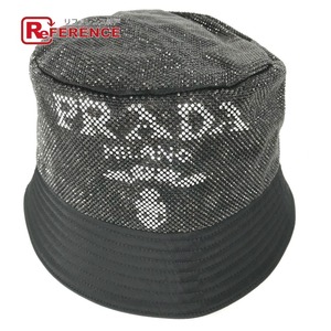 未使用 PRADA プラダ 1HC137 ロゴ スタッズ ハット帽 帽子 バケットハット ボブハット ハット ブラック メンズ【中古】