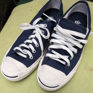 コンバース ジャック パーセル converse jack percell 25.5cm 白ネイビー キャンパススニーカー コレクション 古着 中古品 シューズ 復刻？