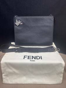 ｍ940【正規品】FENDI/フェンディ クラッチバック ショルダー ブラック/黒色 レザー 追加画像有/バック/クラッチ/メンズ/ハイブランド