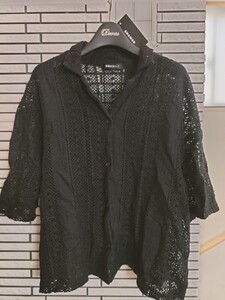 黒 カーディガン レース 半袖 ブラックサイズl 新品