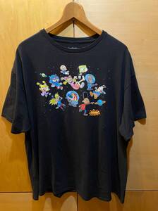 古着 ニコロデオン メンズ 半袖 黒 Tシャツ XL ヘイアーノルド レン＆スティンピー Ren&Stimpy 宇宙柄