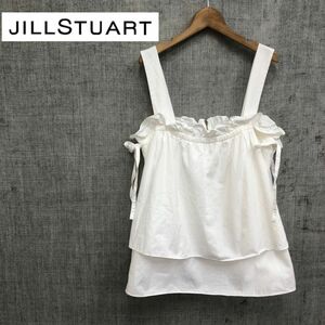 1S31-K◆日本製 JILL STUART ジルスチュアート ノースリーブトップス◆sizeM 白 ティアード ギャザー ジップ 身幅ゆったり レディース