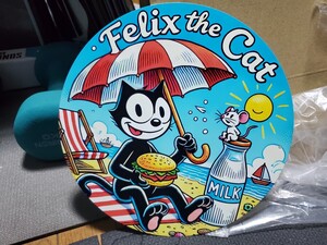 フィリックス・ザ・キャット│円形レトロブリキ看板│ヴィンテージメタルサイン│アニメグッズ│アメリカン海外雑貨│ガレージ│インポート