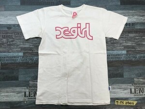 X-girl エックスガール レディース ラメロゴプリント コットン 半袖Tシャツ 白