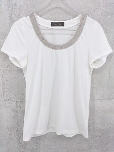 ◇ Demi-Luxe BEAMS デミルクス ビームス 装飾 半袖 Tシャツ カットソー ホワイト レディース