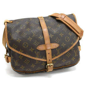 1円 ◆定価12万 良品 LOUIS VUITTON ルイヴィトン ショルダーバッグ ソミュール30 M42256 モノグラム ブラウン◆E.Cmmr.tI-18