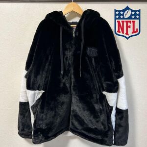 NFL ファーコート メンズ 4L 3XL ブラック 刺繍ワッペン 美品