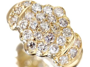 1円～【ジュエリー極】瑞々しい輝き！良質天然ダイヤモンド1.00ct 高級K18YGリング w4743or【送料無料】