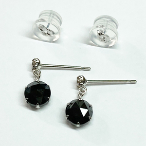 PT900ブラックダイヤモンドピアス(ブラタイプ ダイヤ入り) 1.00ct シリコンダブルロックキャッチ付 品質保証書付