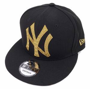 New Era ニューエラ New York Yankees ニューヨーク ヤンキース ビッグロゴ スナップバック キャップ ブラック×ゴールド 並行輸入品