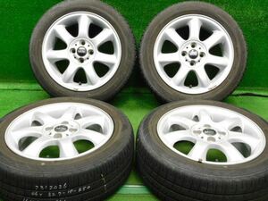 中古 ホイールタイヤ 4本 195/55R16 2019年製 8分山 ミニクーパー R53 純正 ラジアル タイヤ ダンロップ エナセーブ EC204