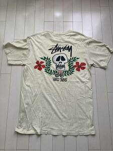 激レア　ビンテージ80s STUSSY 黒タグ オールドステューシー Tシャツ　スカルフラワー　クリーム M USA製 初期 オリジナル