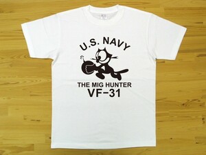U.S. NAVY VF-31 白 5.6oz 半袖Tシャツ 黒 L ミリタリー トムキャット VFA-31 USN