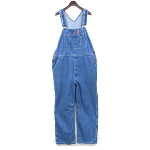 90s Dickies サイズ W38 L32 ワーク ペインター デニム オーバーオール サロペット つなぎ ブルー ディッキーズ 古着 ビンテージ 4M3102