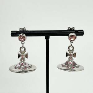 HR4 Vivienne Westwood ヴィヴィアン ウエストウッド オーブ ピアス シルバー ピンク ラインストーン アクセサリー 両耳 美品