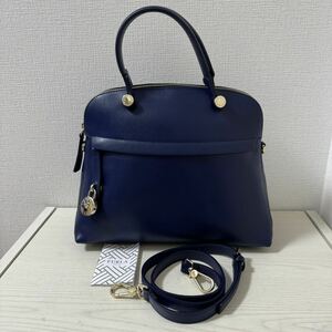 【大幅値下げ】【新品同様】FURLA フルラ パイパー　M 2way トートバッグ ショルダーバッグ PIPER M ネイビー　ハンドバッグ