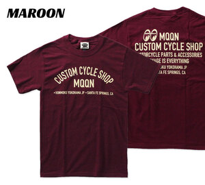 ムーンアイズ Tシャツ メンズ 半袖 アメカジ おしゃれ かっこいい ホットロッド MOONEYES Custom Cycle Shop Tシャツ マルーン サイズM