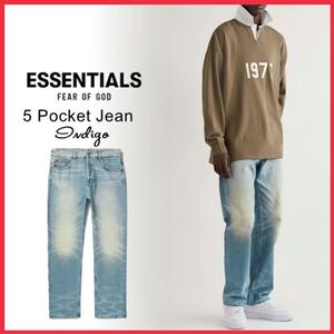 ★送料無料★ 【新品 希少】エッセンシャルズ デニム ジーンズ インディゴ 5 Pocket Jean FOG ESSENTIALS フィアオブゴッド パンツ ブルー