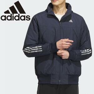 新品♪ adidas≪アディダス≫♪スポーツウェア メンズ MH 3ストライプス パデッドジャケット♪サイズL♪ネイビー♪