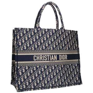 ディオール DIOR BOOK TOTE/ブックトート サイズ:ラージ オブリーク総柄ジャガードトートバッグ 中古 SB01