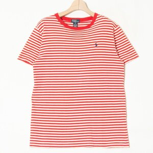 メール便◯ POLO RALPH LAUREN ポロラルフローレン サイズ160 半袖 クルーネック ボーダーTシャツ レッド/ホワイト キッズ カジュアル 春夏