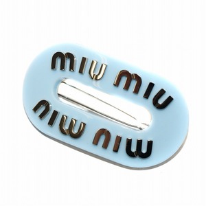 ミュウミュウ miumiu Risid Plex Hair Clip ヘアクリップ ヘアアクセサリー ロゴ 水色 ライトブルー 5JF094 /AN9 ■OH レディース