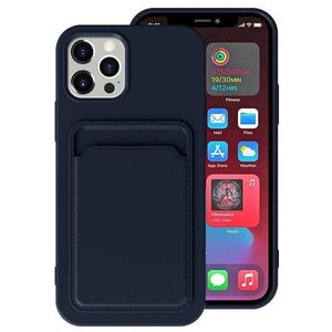 【iPhoneXSMax：ネイビーブルー】iPhoneケース プロ ミニ アイホン 携帯 スマホ カバー シリコン TPU カード収納 背面収納 薄型 B26