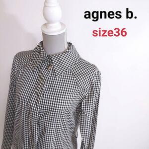 agnes b ギンガムチェック・綿100% スプリングコート黒&白 表記サイズ36 S アニエスベー 66352