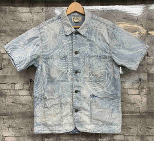 RRL RALPH LAUREN ダブルアールエル IDG KOI DENIM HAWAIIAN CAMP SHIRT 半袖シャツ サイズ S ブルー