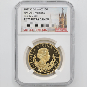 2022 英国 エリザベス2世女王陛下 追悼記念 100ポンド 金貨 1オンス プルーフ NGC PF 70 UC FR 初鋳版 最高鑑定イギリス 金貨