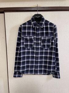 【即決】【レターパックプラス対応】 LOUNGE LIZARD ラウンジリザード CHECK SHIRTS チェックシャツ 長袖 PURPLE パープル 即決早い者勝ち