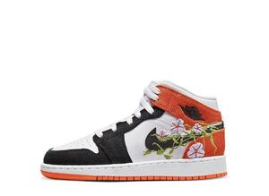 Nike GS Air Jordan 1 Mid "Floral Embroidery/White/Starfish" 23cm DQ8390-100