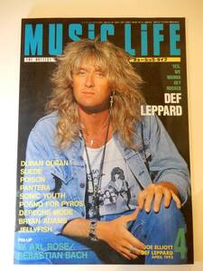 ▲▲送料185円）ミュージック ライフ「Music Life 1993 4」Def Leppard、Depeche Mode、Duran Duran、Poison、Sonic Youth、Pantera