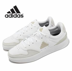 新品未使用 アディダス【29cm】スニーカー 天然皮革 レザー 定価10670円 adidas ロゴ 靴 白 カジュアル シューズ 本革 スエード 5384