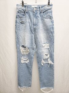 ◇ Θ AZUL BY MOUSSY ダメージ　切りっぱなし ジーンズ デニム パンツ サイズM ブルー レディース P