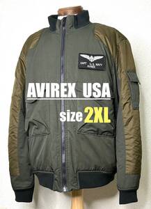 良品①AVIREX【2XL】ナイロンJKT◆MA1 TOPGUN アヴィレックス gpz アビレックス　ハーレー★匿名配送★ninja