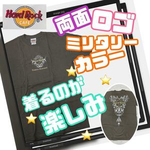 超希少 ハードロックカフェ バハマ 両面ロゴ Tシャツ カーキ ビッグロゴ