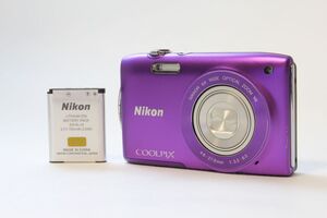 【動作美品】ニコン Nikon COOLPIX S3300 ラベンダーパープル 動作確認済 バッテリー