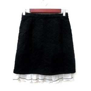 リリーブラウン Lily Brown 台形スカート ひざ丈 シフォン 総柄 1 黒 ブラック /YI レディース