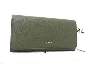 ■新品■未使用■ FURLA フルラ レザー 二つ折り 長財布 ウォレット 札入れ 小銭入れ レディース メンズ カーキ系 BL4758