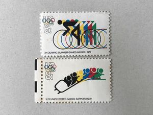 【未使用 新品】アメリカ 切手 2枚　札幌五輪 ミュンヘン五輪 1972年 オリンピック