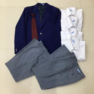 OT739 (中古) 栃木県 豊郷中学校 男子学生服 8点セット /旧制服/170/175A/W76/ブレザー/シャツ/ズボン/ネクタイ/冬夏/制服/学生服/卒業生品