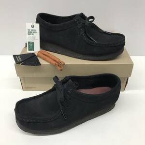 NZ3171●箱付き CLARKS W WALLABEE BLACK SUEDE●5 1/2●ブラック クラークス ワラビー 26155522