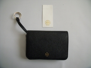 超美品 ◆ トリーバーチ ◆ TORY BURCH ◆ キーリング付き レザー製・カードケース 名刺入れ コインケース ◆ 黒 ブラック系 ◆ 送料無料！