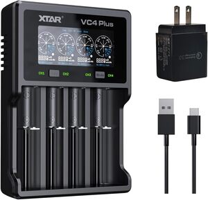 18650急速充電器XTAR VC4 Plus 最大3A充電 14500 26650 21700リチウム電池充電器 1.2V AA