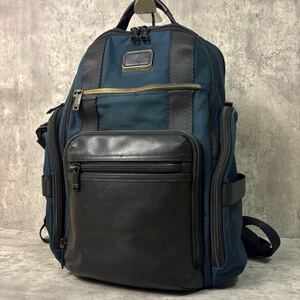 希少/美品 ●TUMI トゥミ メンズ ビジネスバッグ リュック シェパード ALPHA BRAVO バック デイパック バリスティック A4 レザー ネイビー