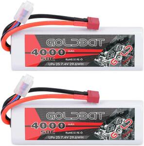 GOLDBAT 4000mAh 2S 50C 7.4V リポバッテリー 2個入り ラジコンリポバッテリー Lipo バッテリー R