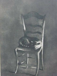 Gilles Sacksick、le chat a la chaise、希少画集画、新品額装付、fan