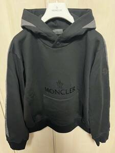 Lサイズ【未使用】MONCLER HOODIE SWEATSHIRT スウェット パーカー　ブラック 黒色　正規品 ◆定価９.5万円◆ 女性用モデル