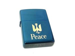 ■新品■未使用■ ZIPPO ジッポー Peace 2001年製 高級ライター オイルライター 喫煙グッズ 喫煙具 ブルー系 BK3487